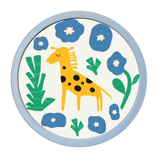 Quadro Decorativo Redondo Animais Girafa Com MDF Laqueado