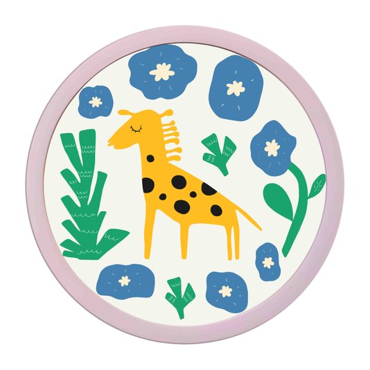 Quadro Decorativo Redondo Animais Girafa Com MDF Laqueado