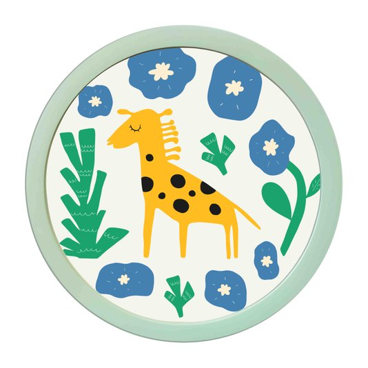 Quadro Decorativo Redondo Animais Girafa Com MDF Laqueado