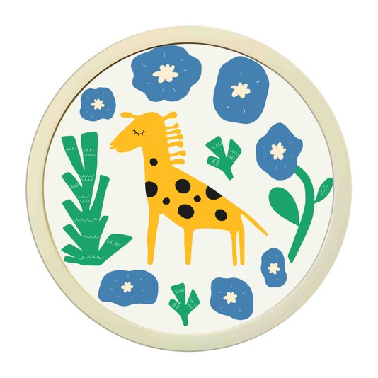 Quadro Decorativo Redondo Animais Girafa Com MDF Laqueado