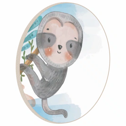 Quadro Decorativo Redondo Infantil Bicho Preguiça