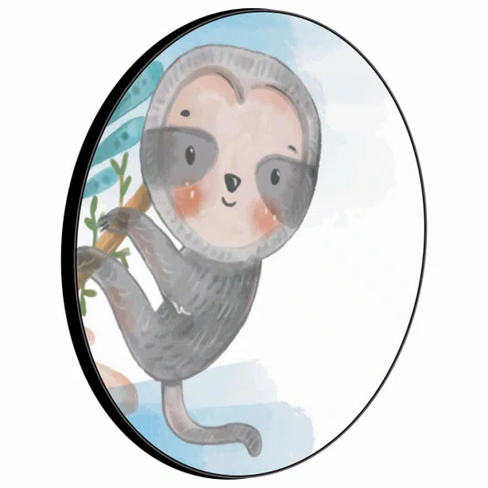 Quadro Decorativo Redondo Infantil Bicho Preguiça