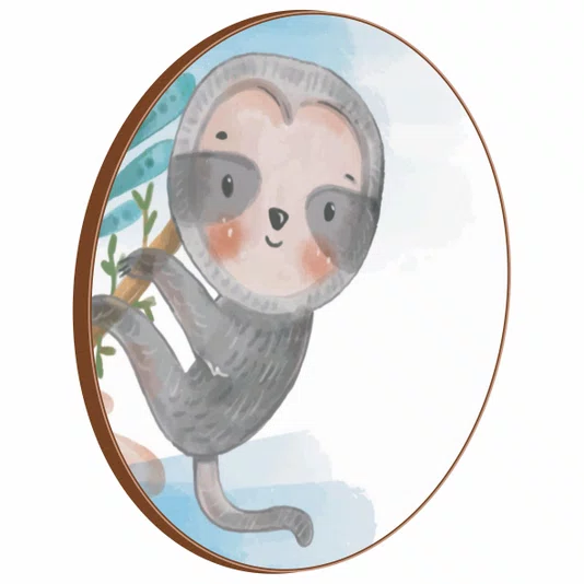 Quadro Decorativo Redondo Infantil Bicho Preguiça