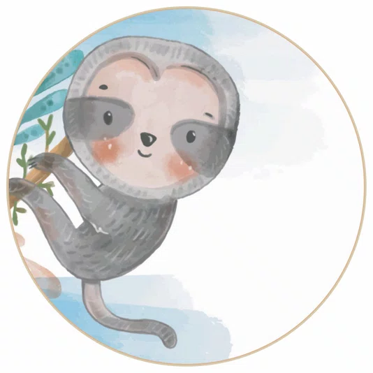 Quadro Decorativo Redondo Infantil Bicho Preguiça