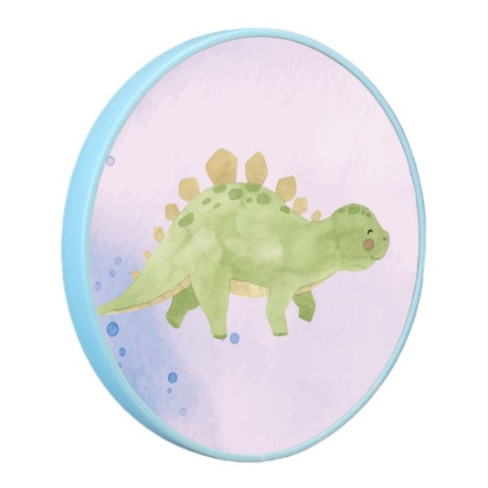 Quadro Decorativo Redondo Infantil Dinossauro Estegossuro Fofinho com Moldura Filete Flexível
