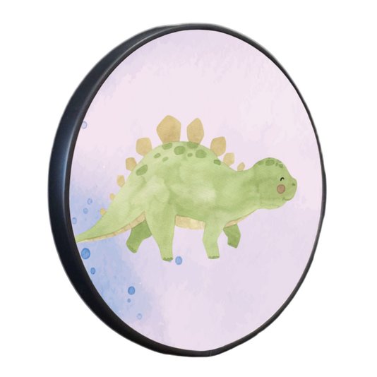 Quadro Decorativo Redondo Infantil Dinossauro Estegossuro Fofinho com Moldura Filete Flexível