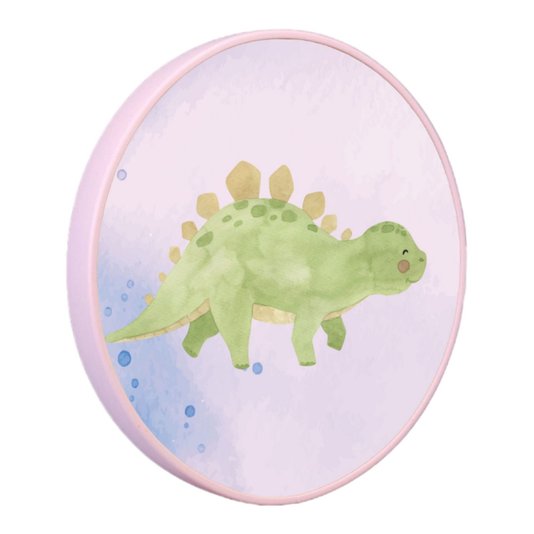 Quadro Decorativo Redondo Infantil Dinossauro Estegossuro Fofinho com Moldura Filete Flexível