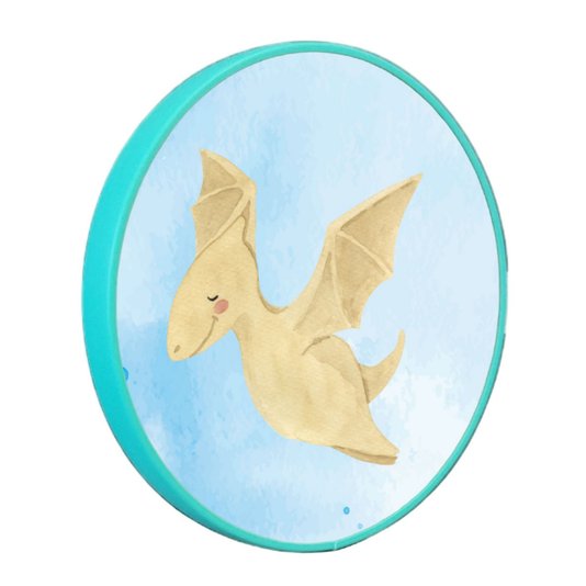 Quadro Decorativo Redondo Infantil Dinossauro Pterodáctilo Fofinho com Moldura Filete Flexível