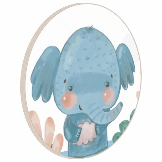 Quadro Decorativo Redondo Infantil Elefante
