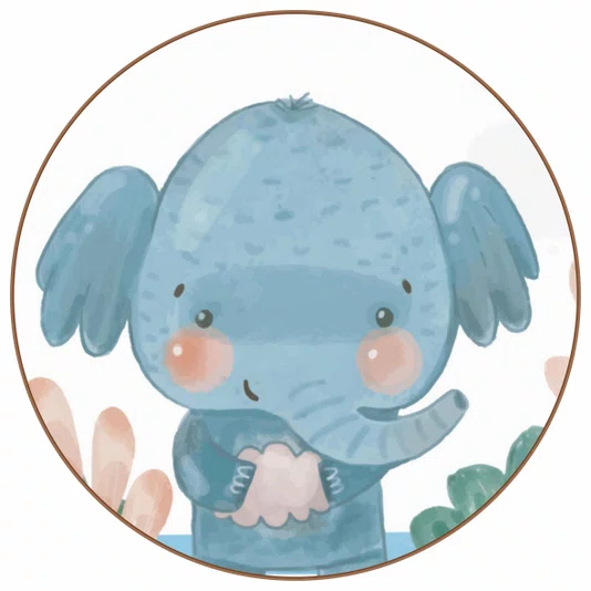 Quadro Decorativo Redondo Infantil Elefante