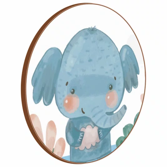 Quadro Decorativo Redondo Infantil Elefante