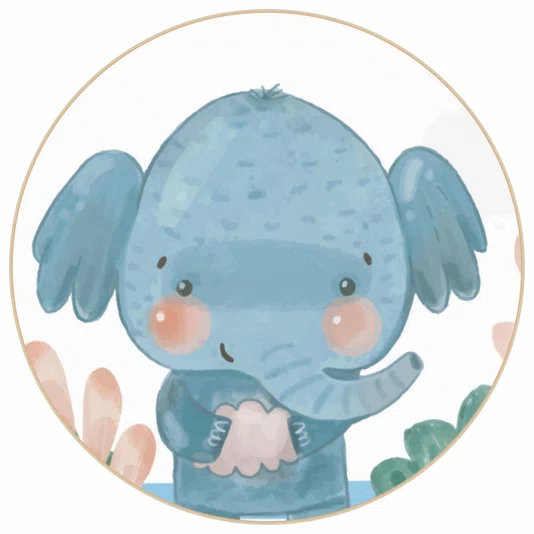 Quadro Decorativo Redondo Infantil Elefante