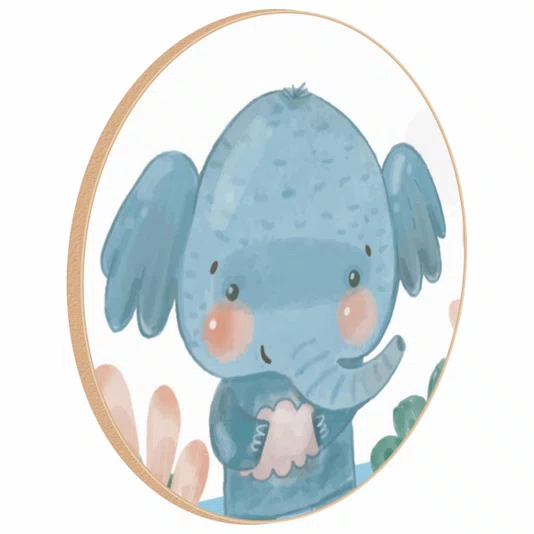 Quadro Decorativo Redondo Infantil Elefante
