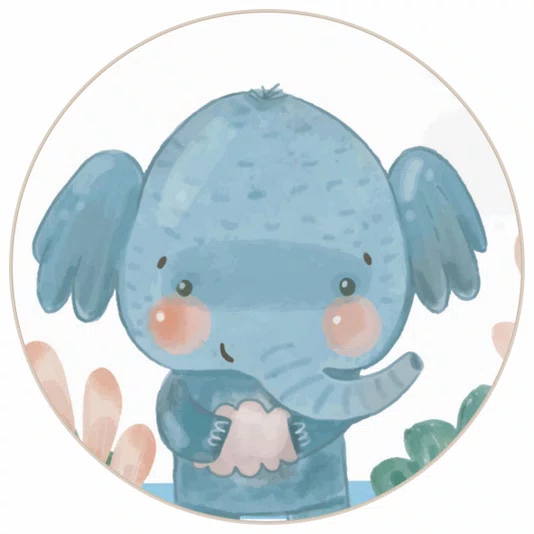 Quadro Decorativo Redondo Infantil Elefante