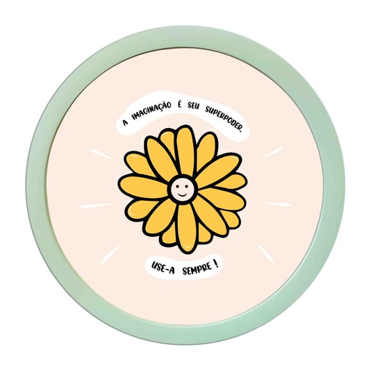 Quadro Decorativo Redondo Frase A Imaginação É Seu Superpoder, Use-a Sempre Com MDF Laqueado
