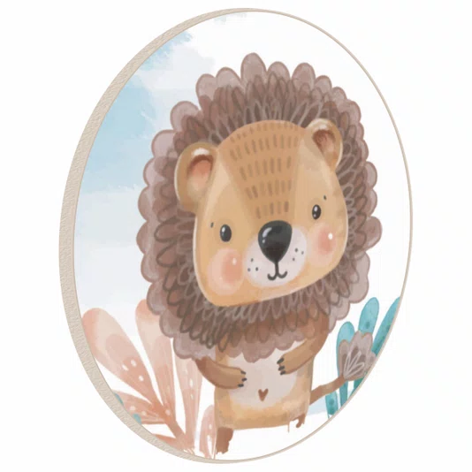 Quadro Decorativo Redondo Infantil Leão