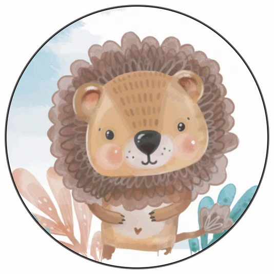 Quadro Decorativo Redondo Infantil Leão