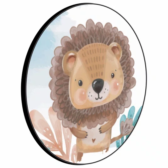 Quadro Decorativo Redondo Infantil Leão