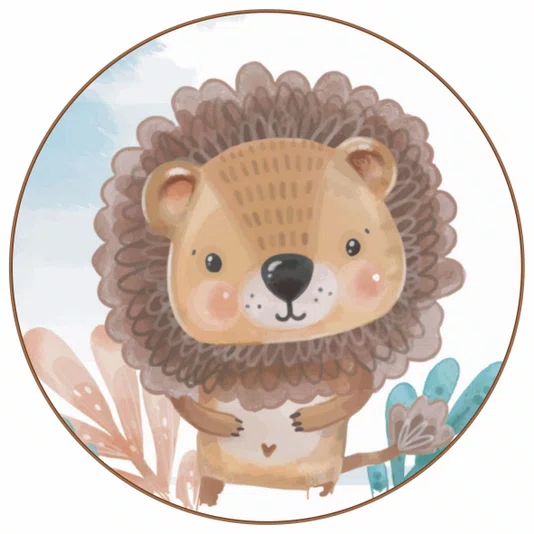 Quadro Decorativo Redondo Infantil Leão