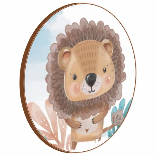 Quadro Decorativo Redondo Infantil Leão