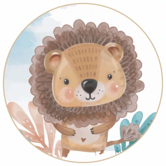 Quadro Decorativo Redondo Infantil Leão