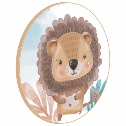 Quadro Decorativo Redondo Infantil Leão