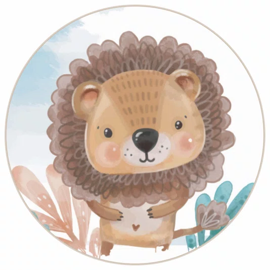 Quadro Decorativo Redondo Infantil Leão
