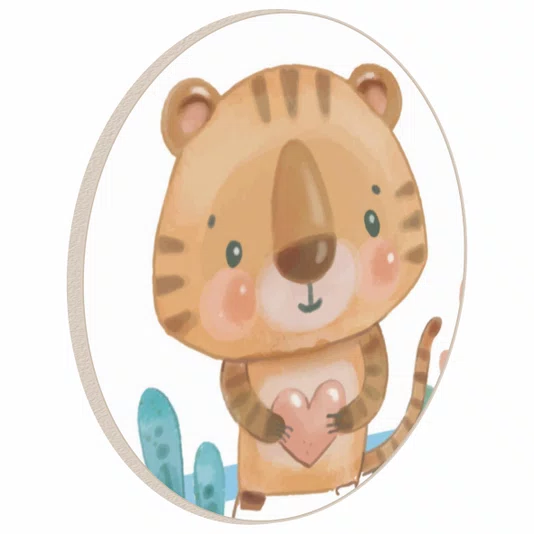 Quadro Decorativo Redondo Infantil Tigre