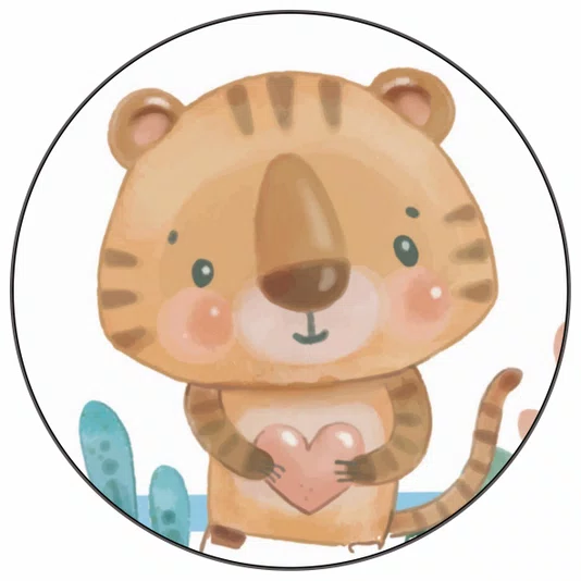 Quadro Decorativo Redondo Infantil Tigre