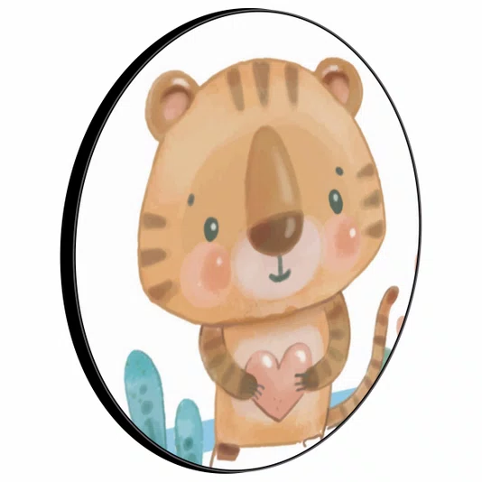 Quadro Decorativo Redondo Infantil Tigre