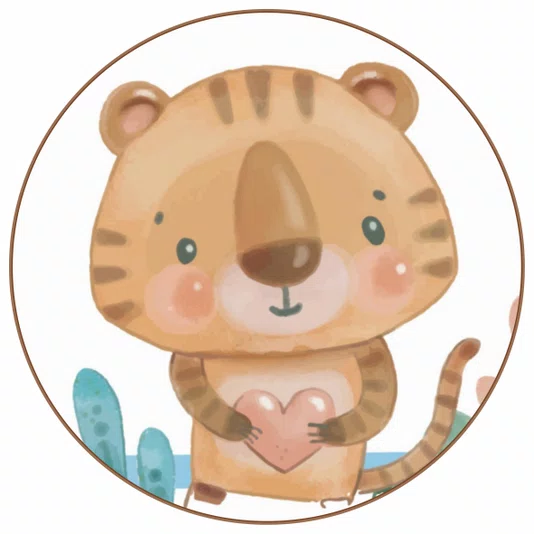 Quadro Decorativo Redondo Infantil Tigre