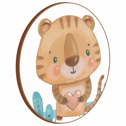 Quadro Decorativo Redondo Infantil Tigre