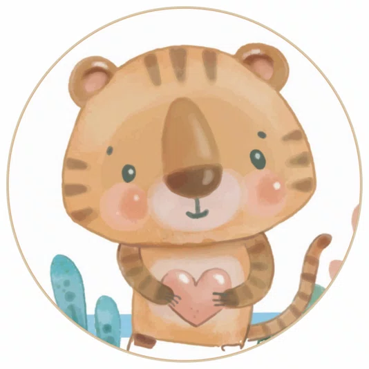 Quadro Decorativo Redondo Infantil Tigre