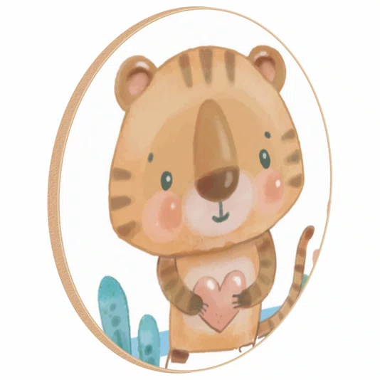 Quadro Decorativo Redondo Infantil Tigre