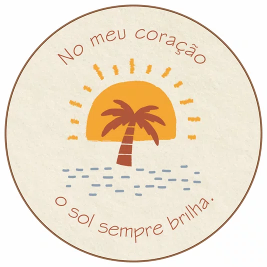 Quadro Decorativo Redondo No Meu Coração o  Sol Sempre Brilha