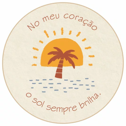Quadro Decorativo Redondo No Meu Coração o  Sol Sempre Brilha