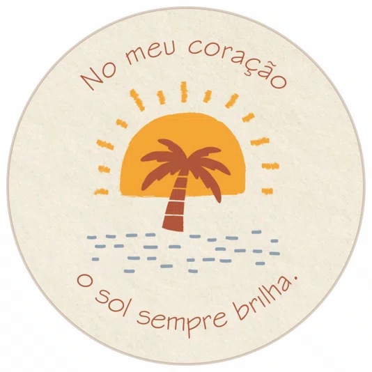 Quadro Decorativo Redondo No Meu Coração o  Sol Sempre Brilha