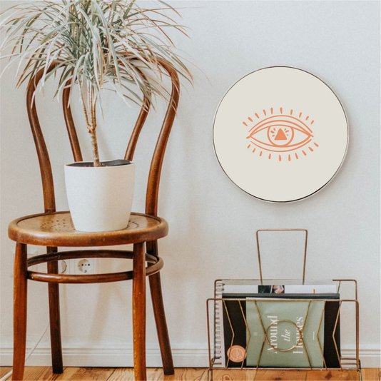 Quadro Decorativo Redondo Olho com Moldura Flexível Metalizada