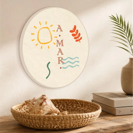 Quadro Decorativo Redondo Praia A - Mar -