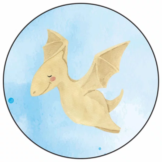 Quadro Decorativo Redondo Pterodáctilo Dinossauro Fofinho