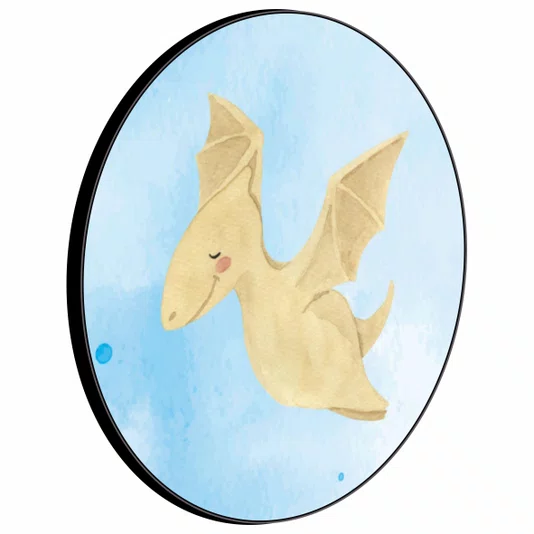 Quadro Decorativo Redondo Pterodáctilo Dinossauro Fofinho