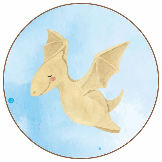 Quadro Decorativo Redondo Pterodáctilo Dinossauro Fofinho