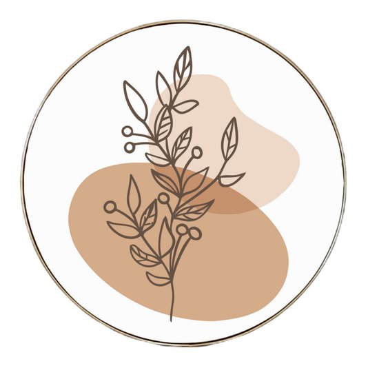 Quadro Decorativo Redondo Silhueta Folhagem com Moldura Flexível Metalizada