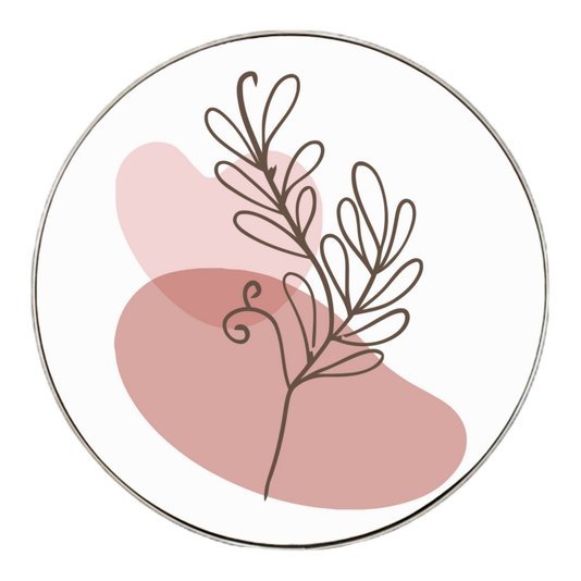 Quadro Decorativo Redondo Silhueta Folhas com Moldura Flexível Metalizada