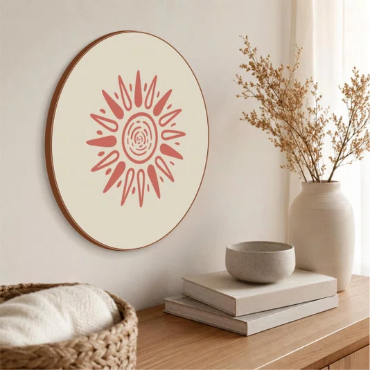 Quadro Decorativo Redondo Sol Boho
