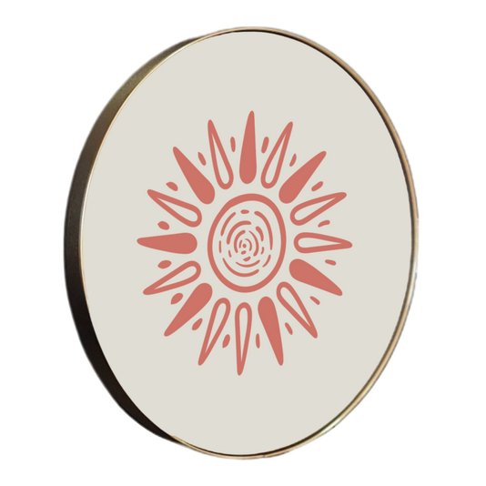 Quadro Decorativo Redondo Sol com Moldura Flexível Metalizada