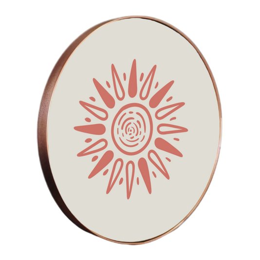 Quadro Decorativo Redondo Sol com Moldura Flexível Metalizada