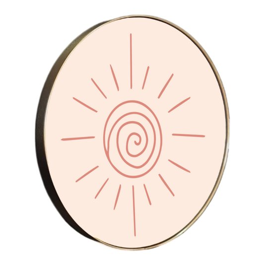 Quadro Decorativo Redondo Sol Minimalista com Moldura Flexível Metalizada