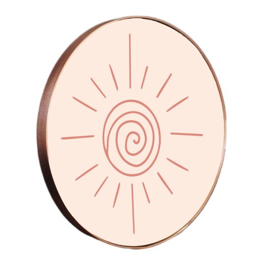 Quadro Decorativo Redondo Sol Minimalista com Moldura Flexível Metalizada