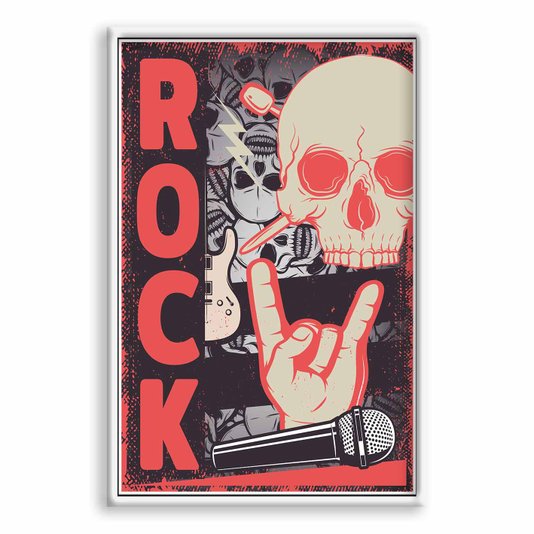 Quadro Decorativo Rock And Roll Crânio E Mão